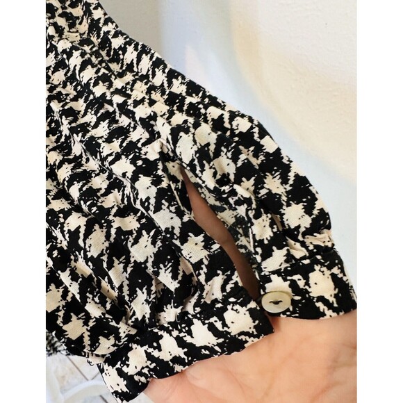 Anthropologie Maeve Size S Sterling Houndstooth Tunic Dress Ballon Sleeve Boho - Picture 9 of 16